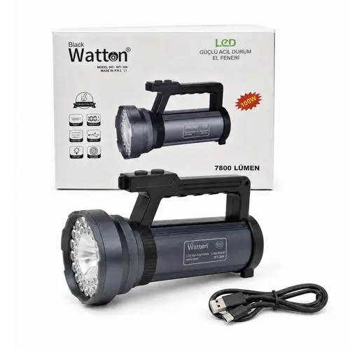 100W Işık Gücü 7.800 Lümen Şarjlı Güvenlik Feneri WT-399