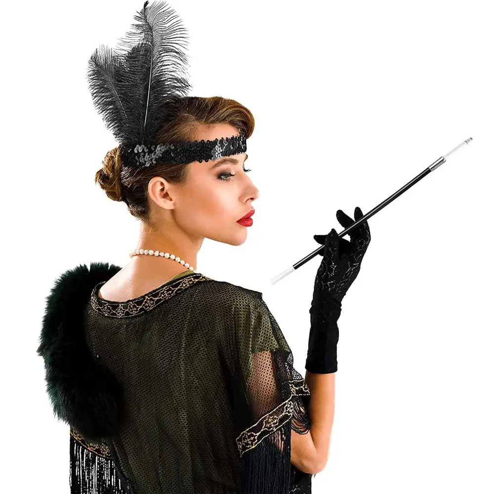 1920`ler Gatsby Aksesuar Seti – Siyah Charleston Saç Bandı & Sigaralık 1920`ler Gatsby Aksesuar Seti – Siyah Charleston Saç Bandı & Sigaralık