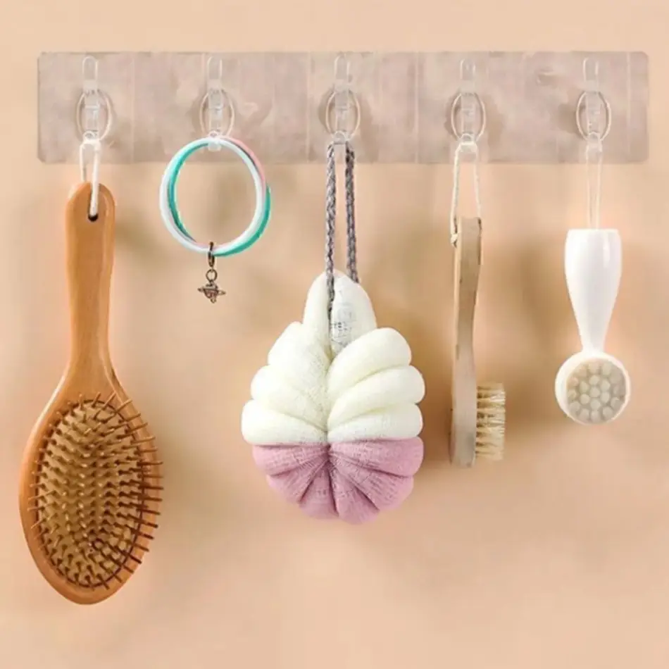 2 Adet Kendinden Yapışkanlı Güçlü Şeffaf 5li Askılık - Kapı Arkası Mutfak Duvar Banyo 2 Adet Kendinden Yapışkanlı Güçlü Şeffaf 5li Askılık - Kapı Arkası Mutfak Duvar Banyo