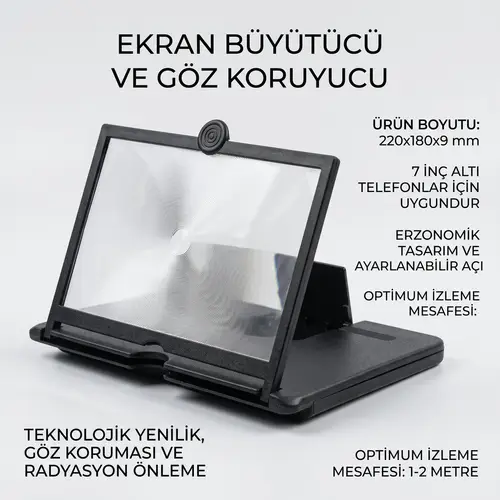 3D Telefon Ekran Büyütücü ve Göz Koruyucu Standı