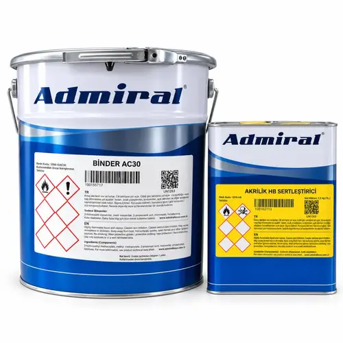 Admiral AC30 Poliüretan Akrilik Boya 19.5 Kg Ral 9005 Yarı Parlak Siyah