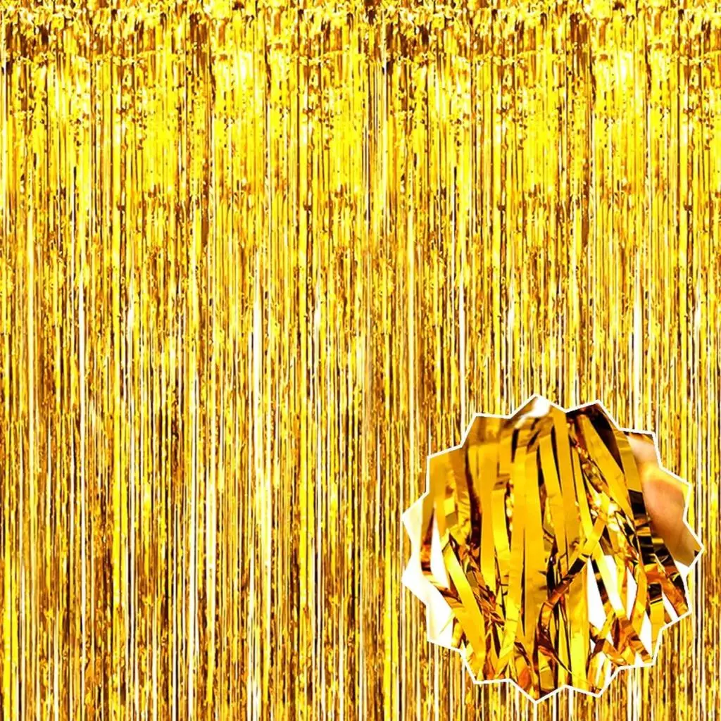 Altın Gold Renk Ekstra Metalize Parlak Saçaklı Arka Fon Perde İthal A Kalite 1x2 Metre Altın Gold Renk Ekstra Metalize Parlak Saçaklı Arka Fon Perde İthal A Kalite 1x2 Metre