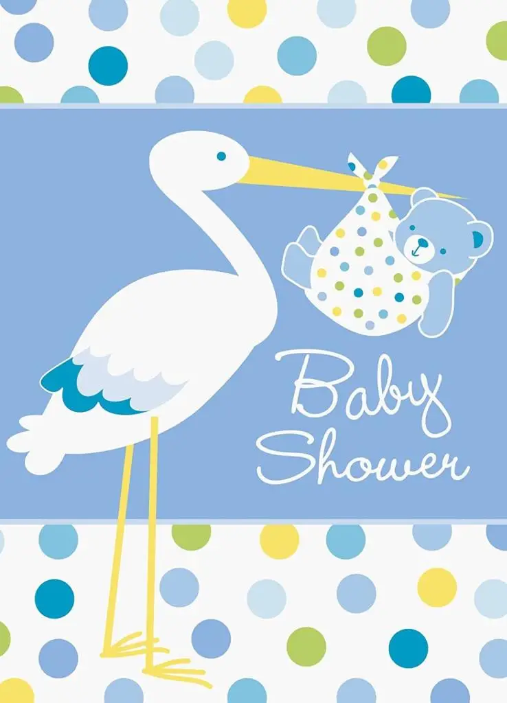 Baby Boy Stork Temalı Mavi Renk Baby Shower Davetiye 8 Adet Baby Boy Stork Temalı Mavi Renk Baby Shower Davetiye 8 Adet
