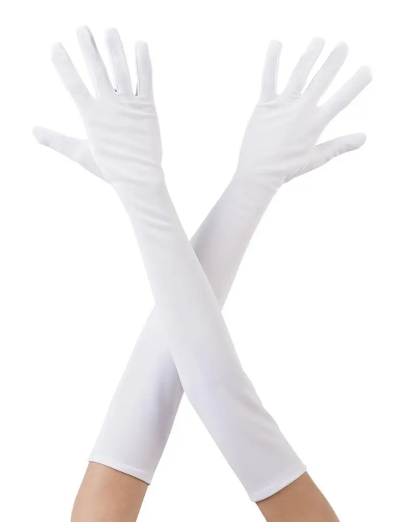 Beyaz Renk Dirseğe Kadar Uzun Kumaş Eldiven 40 cm Beyaz Renk Dirseğe Kadar Uzun Kumaş Eldiven 40 cm