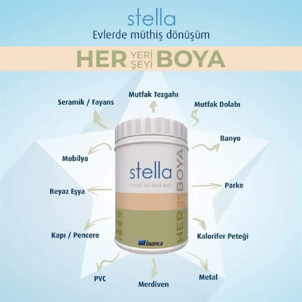 Bianca Stella Su Bazlı Saf Akrilik Boya 1 Lt Beyaz Bianca Stella Su Bazlı Saf Akrilik Boya 1 Lt Beyaz