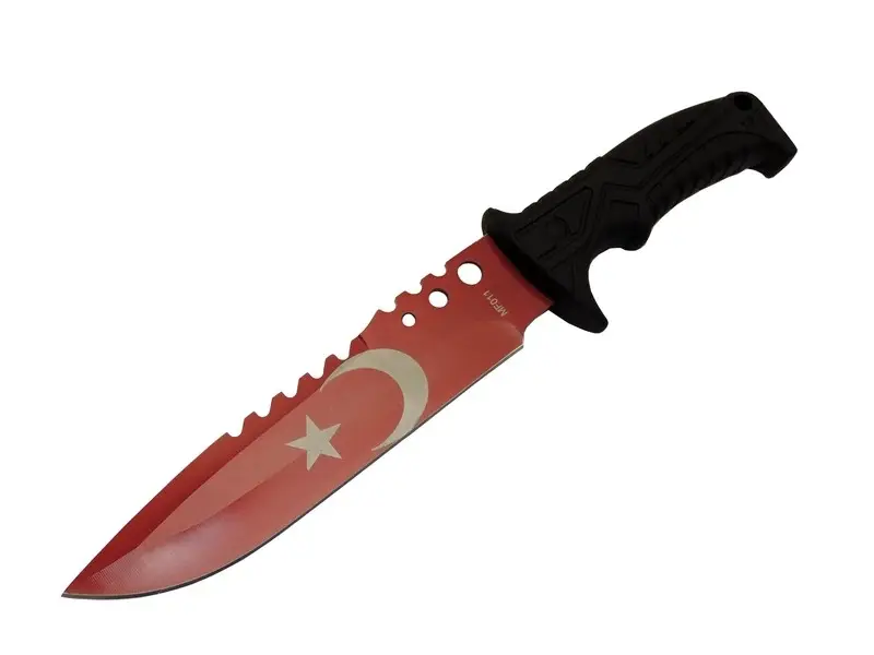 Bora Ayyıldız MF011 RD Kırmızı Av Bıçağı 31cm - Testere Detaylı Bıçak, Kılıflı, Plastik Sap Bora Ayyıldız MF011 RD Kırmızı Av Bıçağı 31cm - Testere Detaylı Bıçak, Kılıflı, Plastik Sap