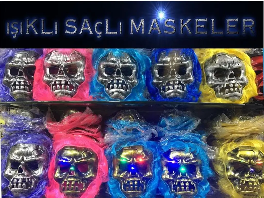 Cadılar Bayramı Işıklı Halloween Kuru Kafa Maskesi 1 Adet karışık Renk Cadılar Bayramı Işıklı Halloween Kuru Kafa Maskesi 1 Adet karışık Renk