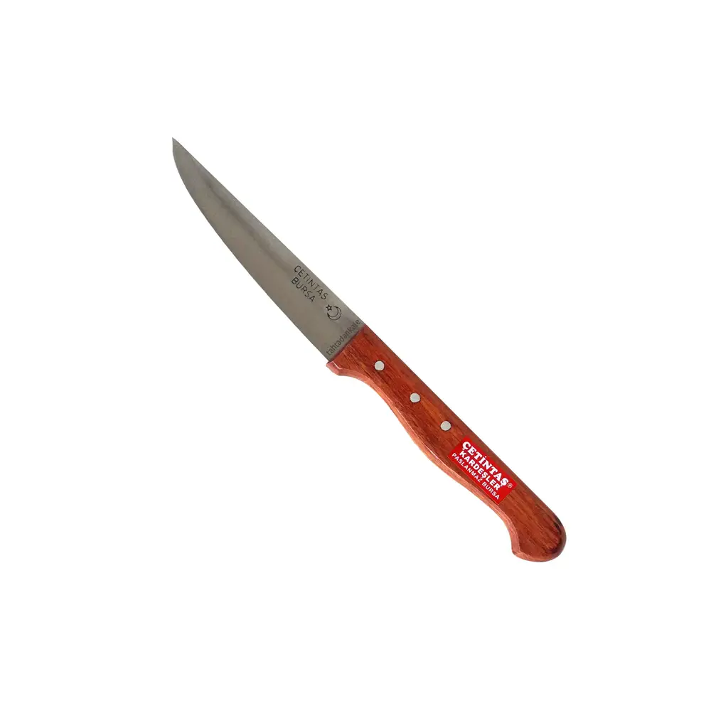 Çetintaş Paslanmaz Bursa Sebze Bıçağı 12 cm, Ahşap Gül Sap Çetintaş Paslanmaz Bursa Sebze Bıçağı 12 cm, Ahşap Gül Sap