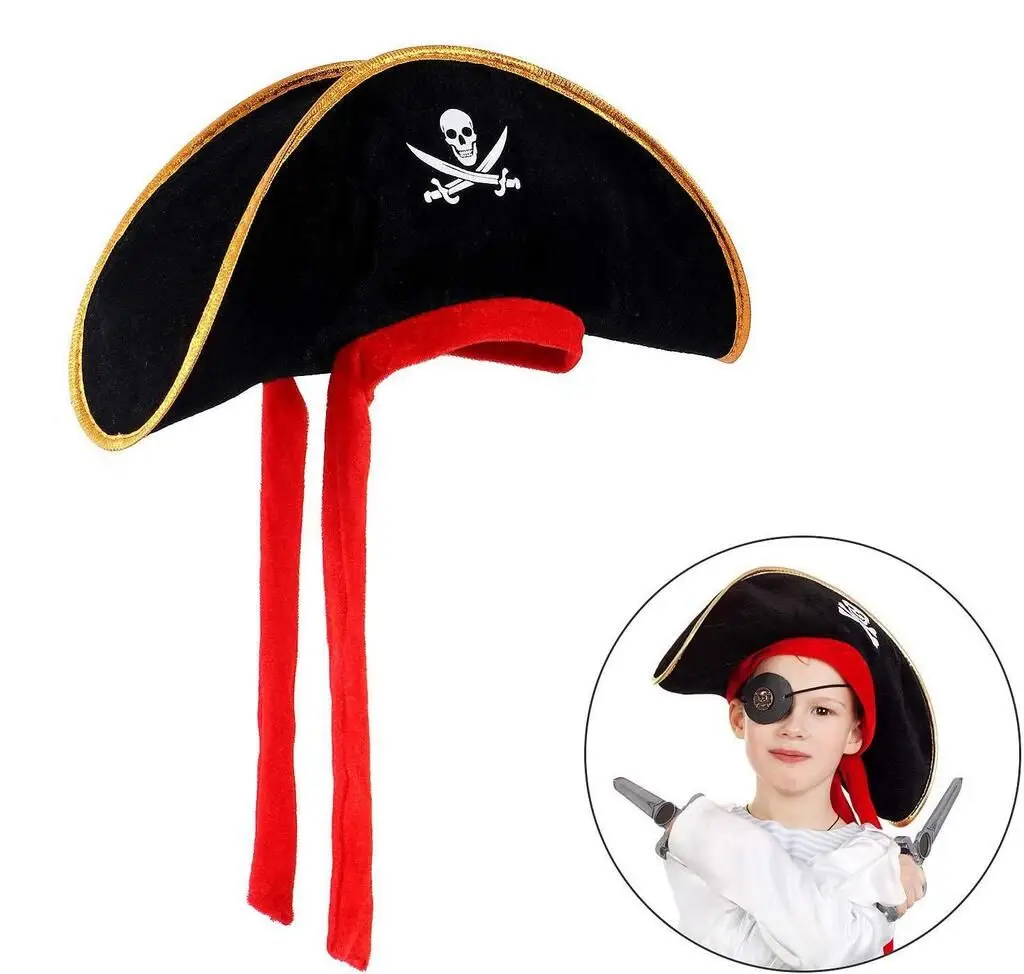Çocuk Boy Kadife Jack Sparrow Denizci Korsan Şapkası 45x16 cm Çocuk Boy Kadife Jack Sparrow Denizci Korsan Şapkası 45x16 cm