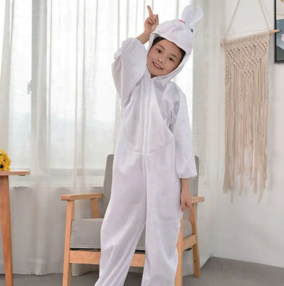 Çocuk Tavşan Kostümü Beyaz Renk 4-5 Yaş 100 cm Çocuk Tavşan Kostümü Beyaz Renk 4-5 Yaş 100 cm