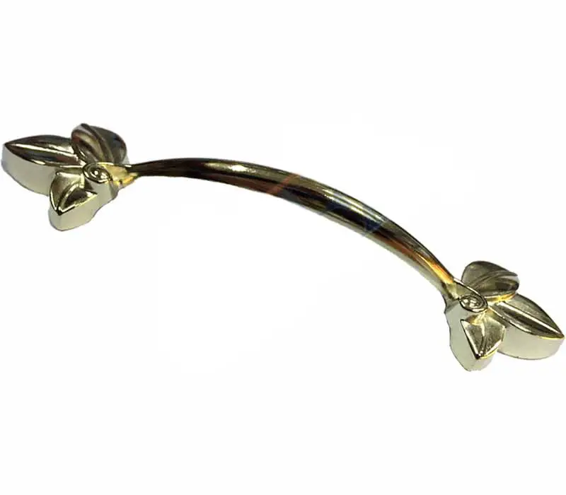 Dekoratif Zamak Yaprak Kulp - 96mm, Sarı, 1 Adet Dekoratif Zamak Yaprak Kulp - 96mm, Sarı, 1 Adet