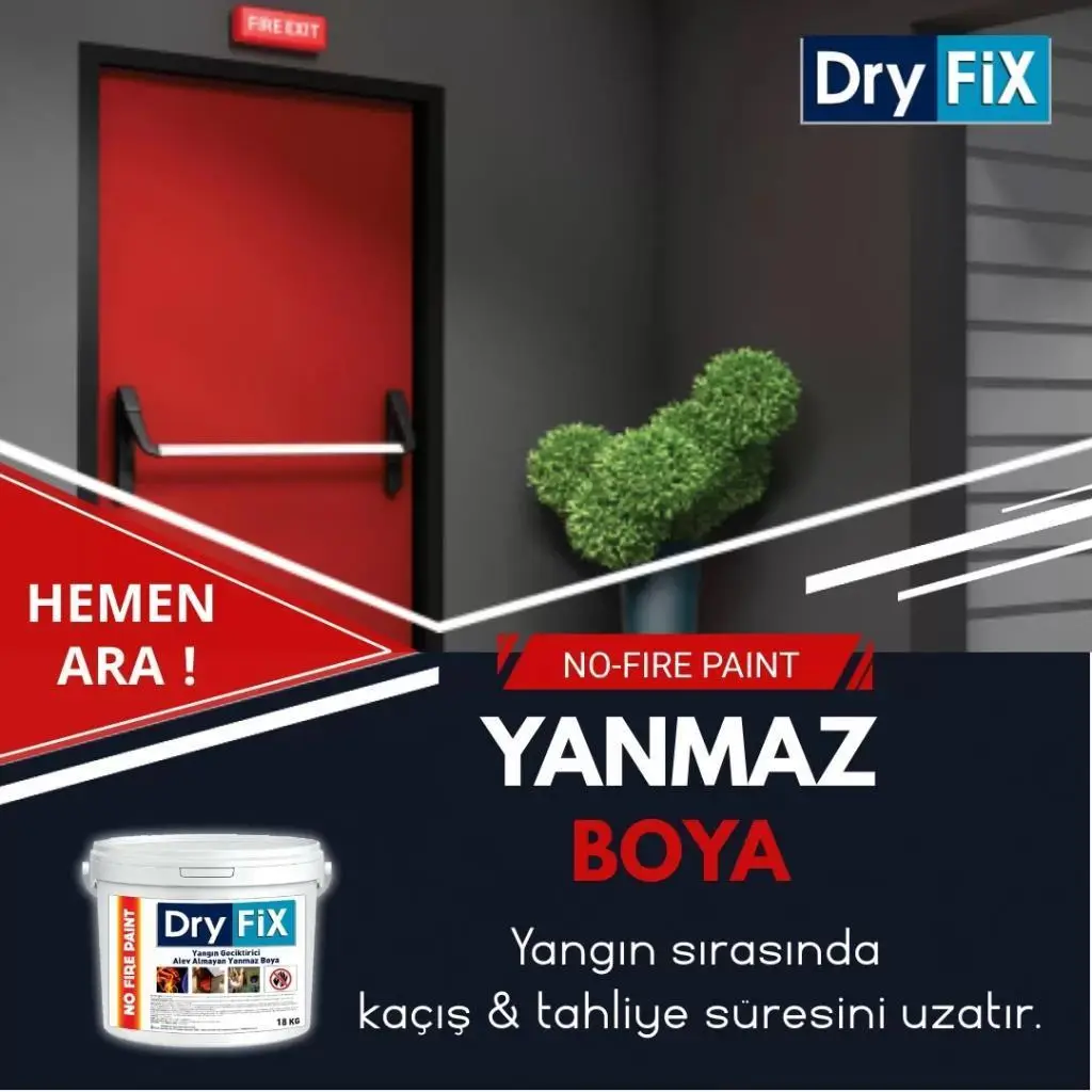 DryFix No Fire Paint Yangın Geciktirici Alev Almayan Yanmaz Boya 18 Kg Ral 7040 Koyu Gri DryFix No Fire Paint Yangın Geciktirici Alev Almayan Yanmaz Boya 18 Kg Ral 7040 Koyu Gri