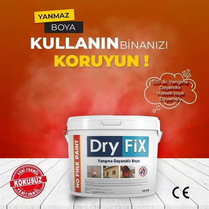 DryFix No Fire Paint Yangın Geciktirici Alev Almayan Yanmaz Boya 18 Kg Ral 7040 Koyu Gri DryFix No Fire Paint Yangın Geciktirici Alev Almayan Yanmaz Boya 18 Kg Ral 7040 Koyu Gri