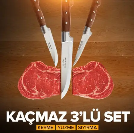 El Yapımı Sürmene Kasap ve Kurban Seti 3 Parça El Yapımı Sürmene Kasap ve Kurban Seti 3 Parça