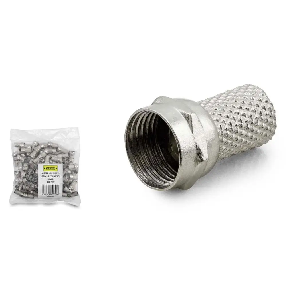 F Konnektör 17 Mm 100 Lü Paket Sılver WK-05S F Konnektör 17 Mm 100 Lü Paket Sılver WK-05S