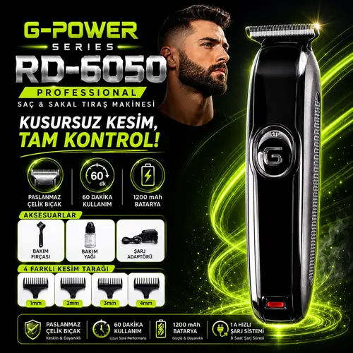 G-Power Saç Sakal Tıraş Makinesi 1200 mAh – 4 Taraklı RD-6050