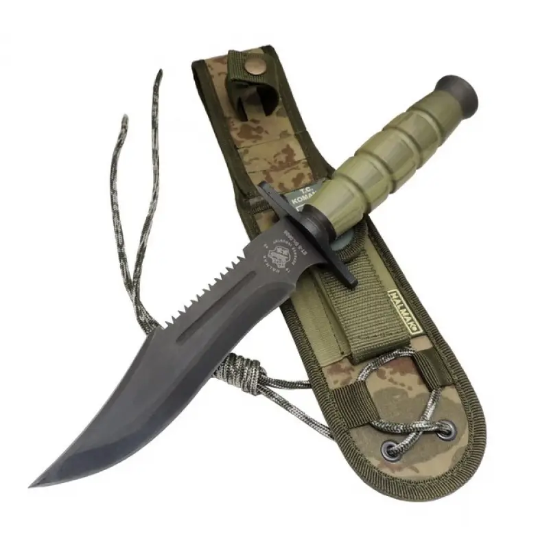 Halmak 0698 Haki Komando Bıçağı 30cm - Testere Detaylı, Oluklu, Kılıflı Halmak 0698 Haki Komando Bıçağı 30cm - Testere Detaylı, Oluklu, Kılıflı