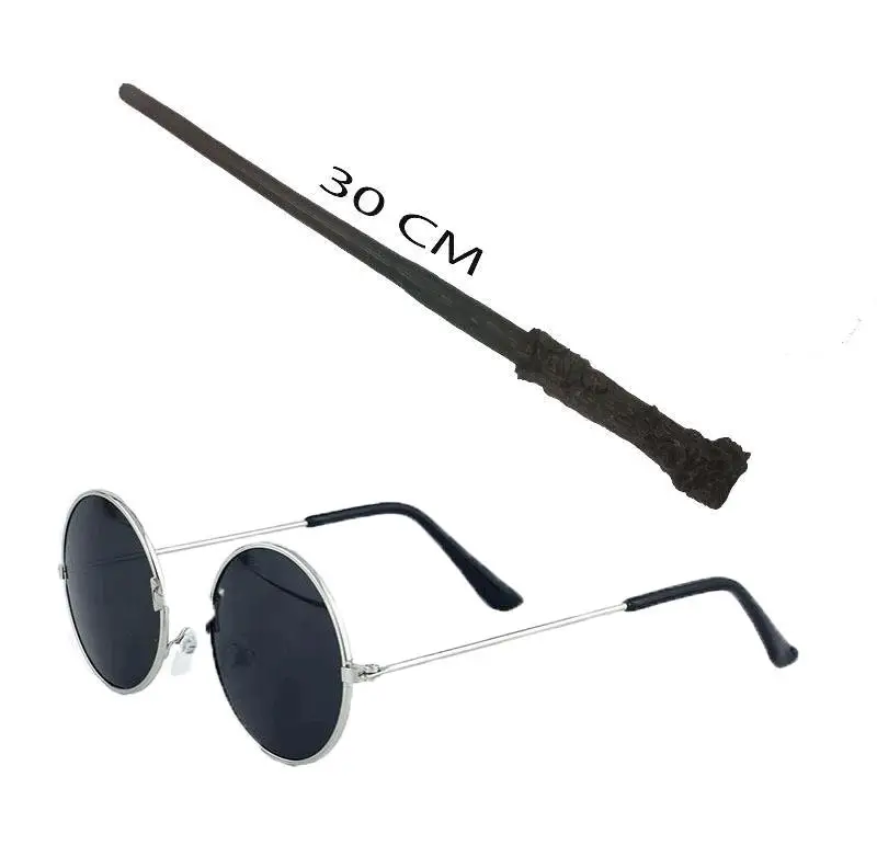 Harry Potter Asası 30 cm ve Siyah Metal Çerçeveli Harry Potter Gözlüğü Seti Harry Potter Asası 30 cm ve Siyah Metal Çerçeveli Harry Potter Gözlüğü Seti
