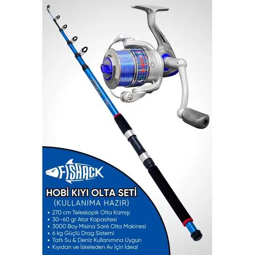 Hobi Kıyı Olta Takımı - 270cm 30-60gr Kamış + 3000'lik Olta Makinesi (XA4+BL300)