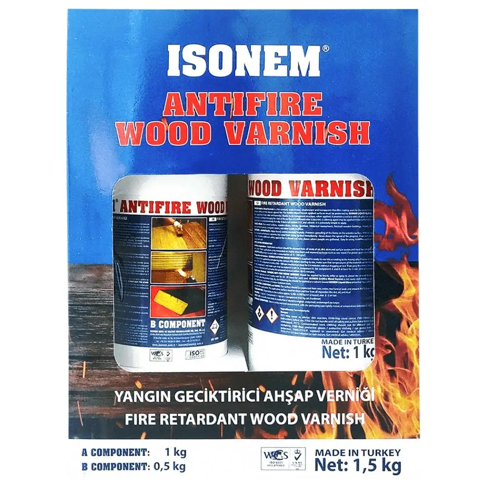 İsonem AntiFire Wood Varnish Yangın Geciktirici Ahşap Verniği 1.5 Kg İsonem AntiFire Wood Varnish Yangın Geciktirici Ahşap Verniği 1.5 Kg
