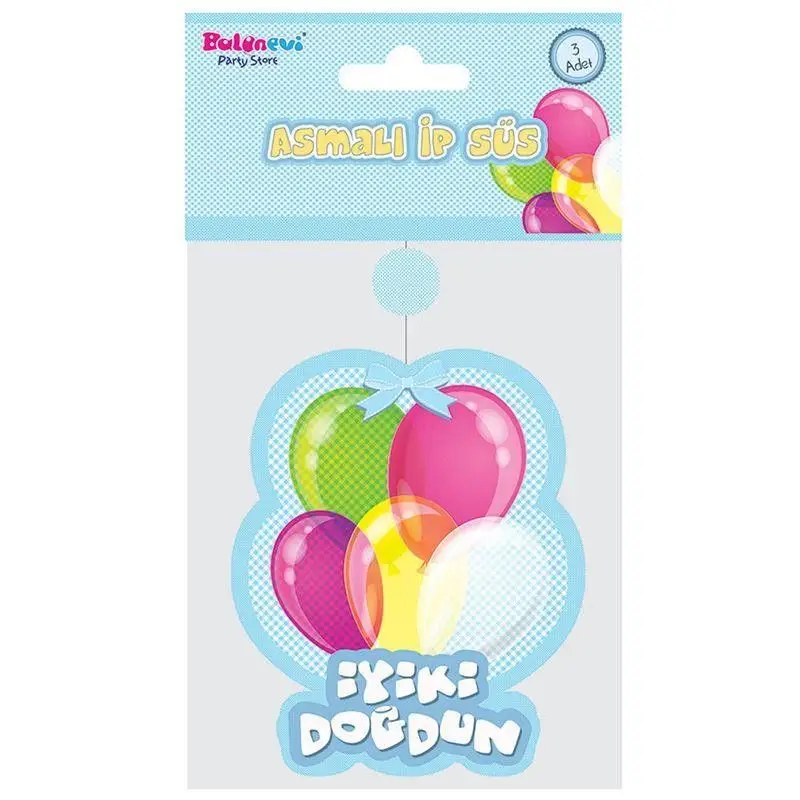 İyiki Doğdun Yazılı Asmalı İp Süs Mavi Renk 3 lü Set 12x45 cm İyiki Doğdun Yazılı Asmalı İp Süs Mavi Renk 3 lü Set 12x45 cm