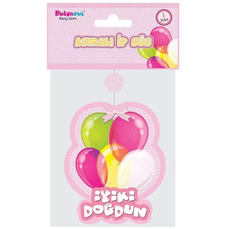 İyiki Doğdun Yazılı Asmalı İp Süs Pembe Renk 3 lü Set 12x45 cm İyiki Doğdun Yazılı Asmalı İp Süs Pembe Renk 3 lü Set 12x45 cm