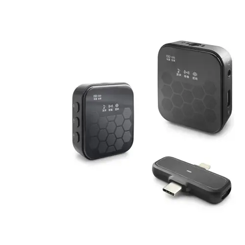 Kablosuz Çiftli Yaka Mikrofon Seti Type-c Lightning Siyah HDX2797