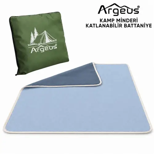 Kamp Minderi & Katlanabilir Kamp Battaniyesi - Argeus - Çadır Nakışlı - Yeşil