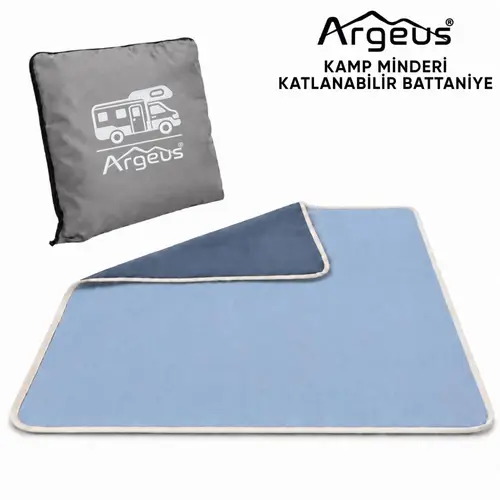 Kamp Minderi & Katlanabilir Kamp Battaniyesi - Argeus - Karavan Nakışlı - Gri
