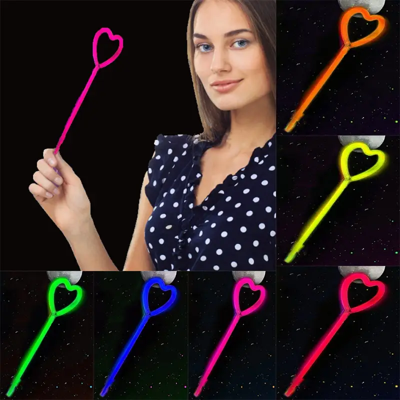Karanlıkta Yanan Glow Stick Partisi Kalp Şekilli Asa Sopa 6 Renk 6 Adet Karanlıkta Yanan Glow Stick Partisi Kalp Şekilli Asa Sopa 6 Renk 6 Adet