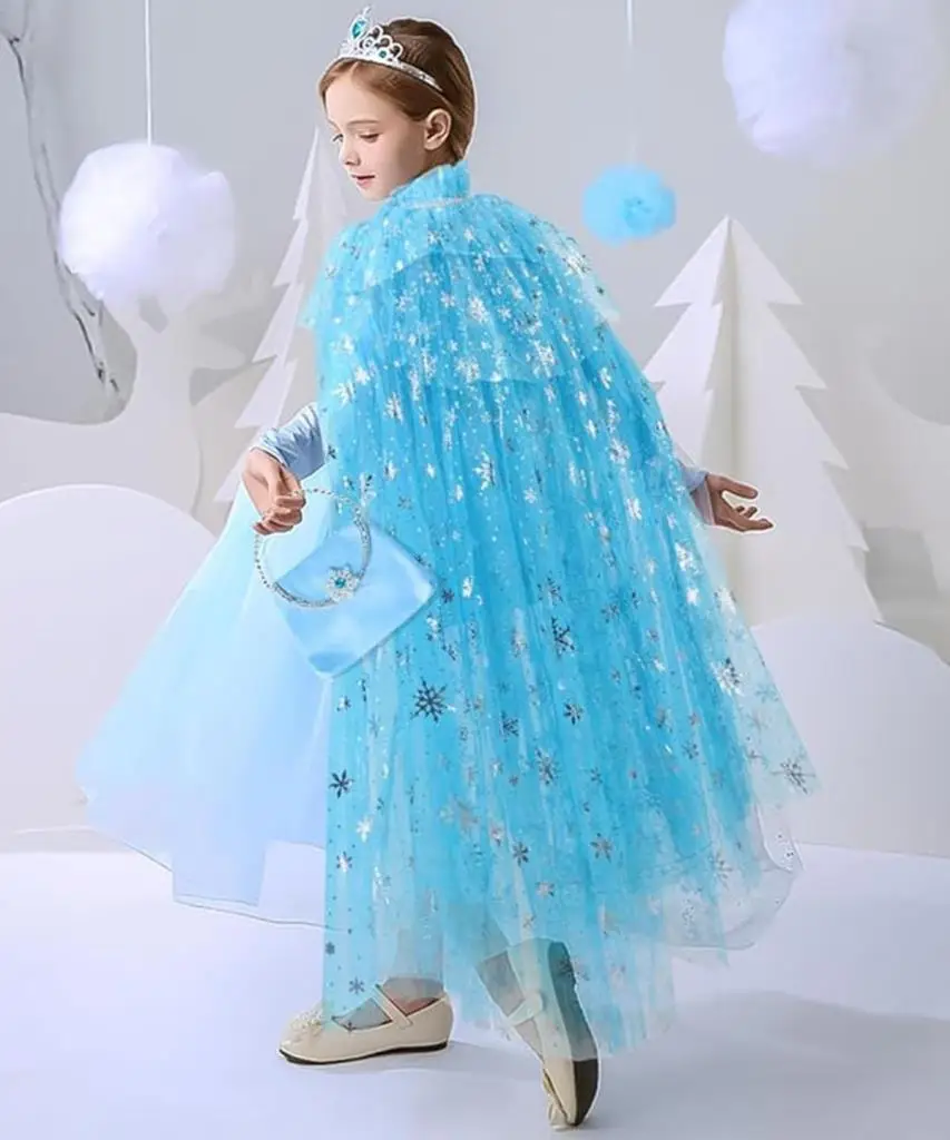 Karlar Ülkesi Elsa Frozen Mavi Pelerin 80 Cm Kar Desenli Çocuk Pelerini Taç Hariç Karlar Ülkesi Elsa Frozen Mavi Pelerin 80 Cm Kar Desenli Çocuk Pelerini Taç Hariç
