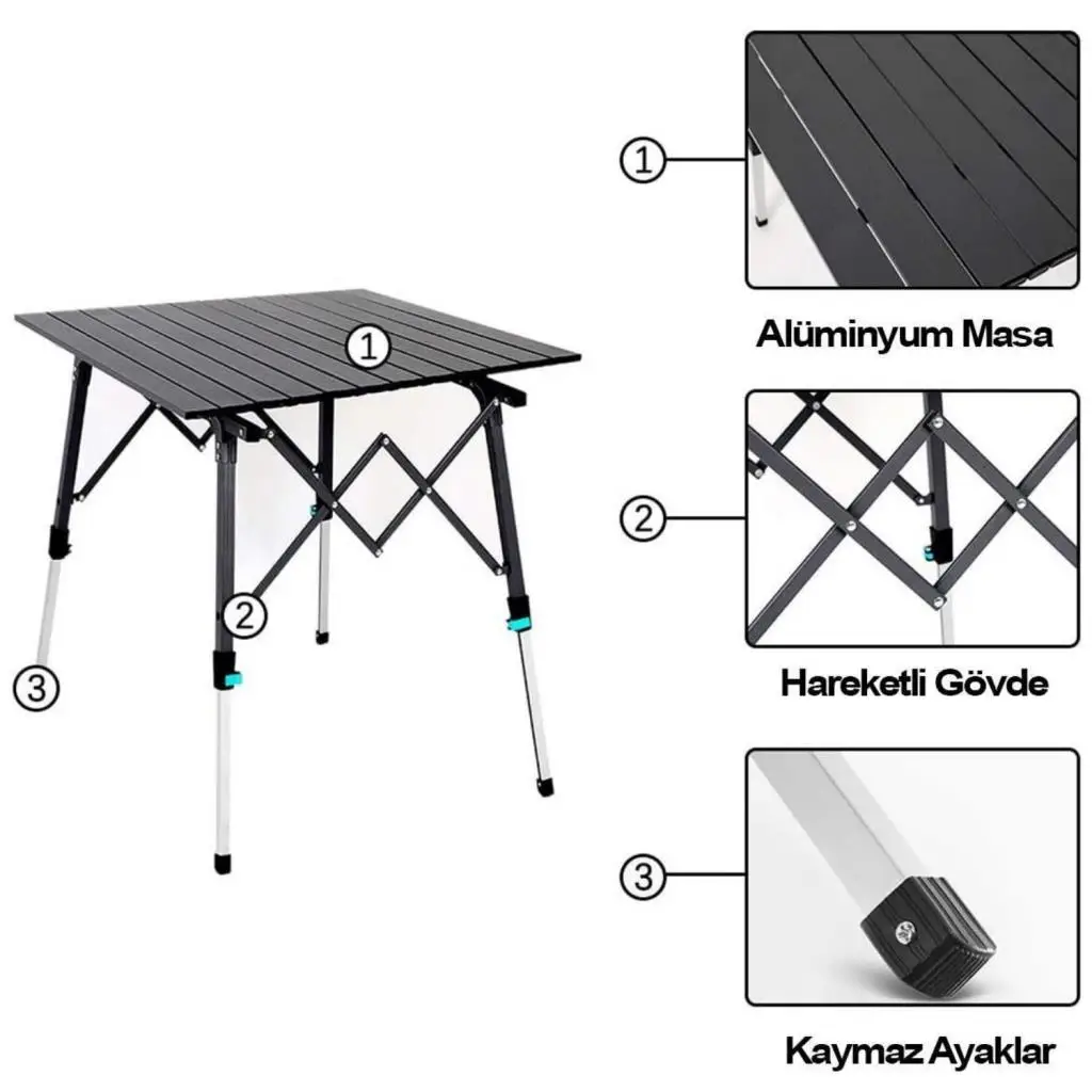 Katlanabilir Alüminyum Kamp Masası - Akordion - Madfox Skylite - Siyah - 546249 Katlanabilir Alüminyum Kamp Masası - Akordion - Madfox Skylite - Siyah - 546249