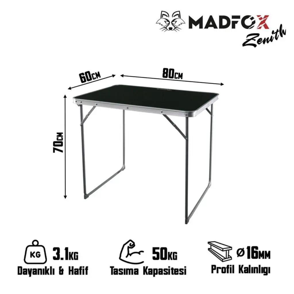 Katlanabilir Alüminyum Kamp Masası - Madfox Zenith - Siyah - 547278 Katlanabilir Alüminyum Kamp Masası - Madfox Zenith - Siyah - 547278