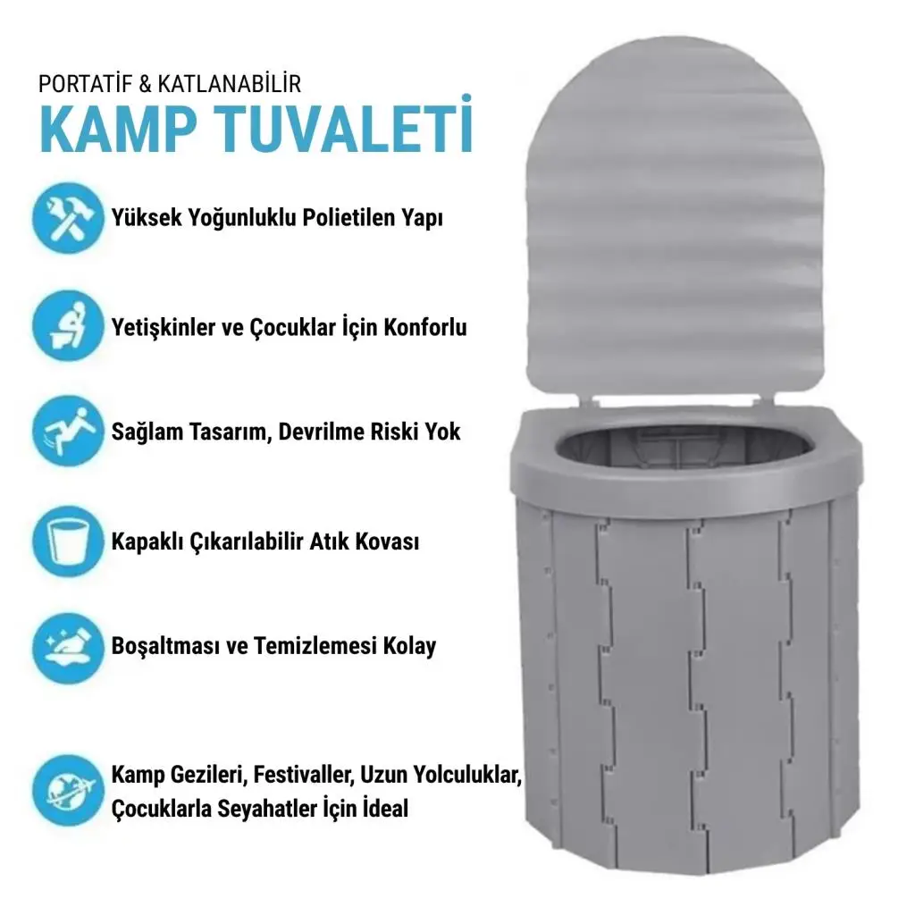 Katlanabilir Portatif Kamp Tuvaleti - Madfox Bi-Pot - Gri - 547218 Katlanabilir Portatif Kamp Tuvaleti - Madfox Bi-Pot - Gri - 547218