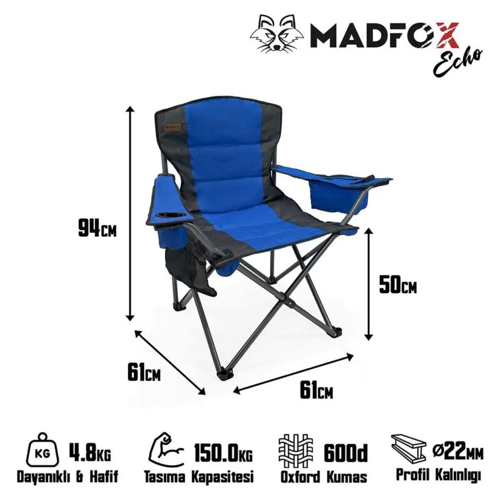 Katlanır Kamp Piknik Sandalyesi - Madfox Echo - Bardaklıklı - Mavi - 547287 - Taşıma Çantalı Katlanır Kamp Piknik Sandalyesi - Madfox Echo - Bardaklıklı - Mavi - 547287 - Taşıma Çantalı