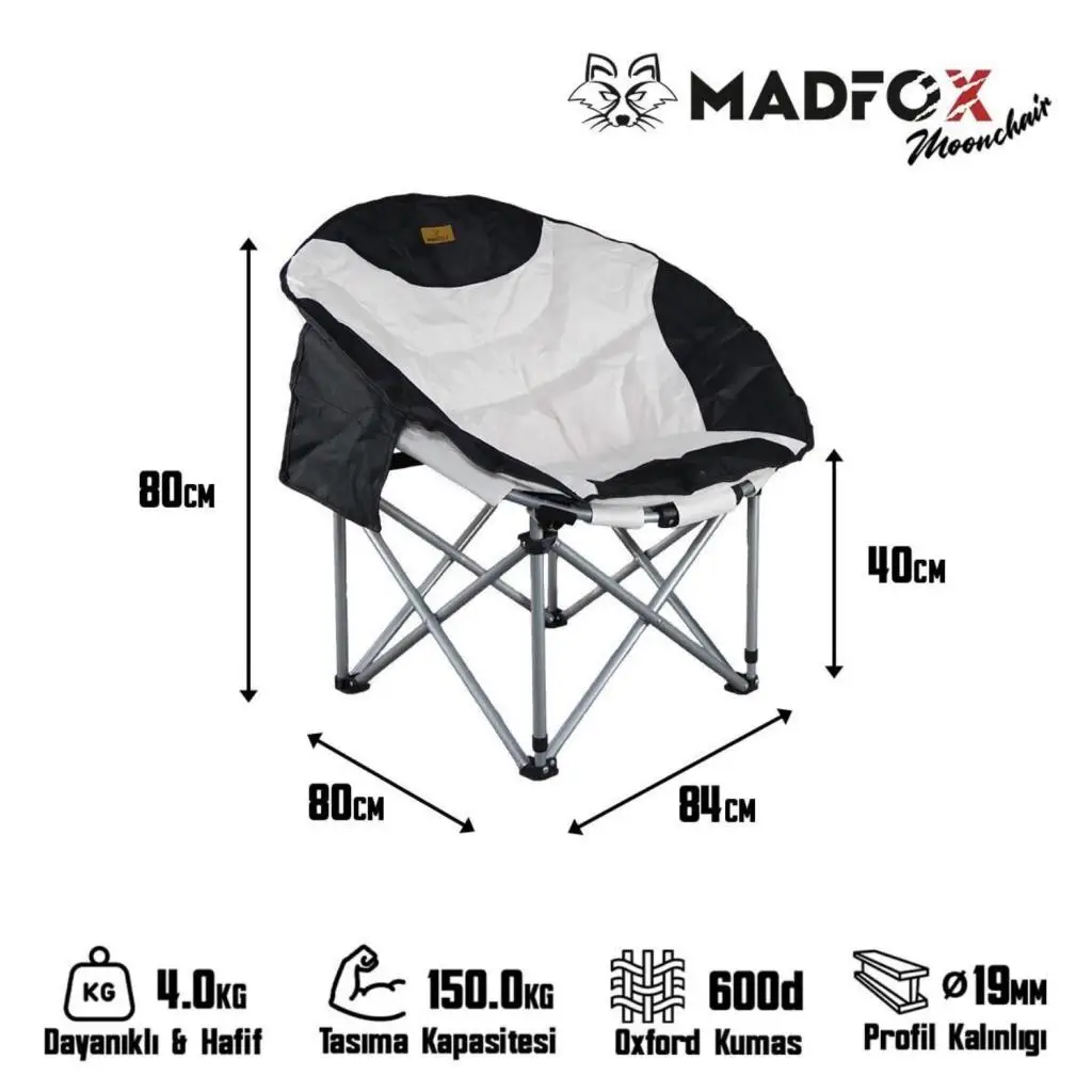 Katlanır Kamp Piknik Sandalyesi - Madfox Moonchair Deluxe - Siyah/Gri - 547212 - Taşıma Çantalı Katlanır Kamp Piknik Sandalyesi - Madfox Moonchair Deluxe - Siyah/Gri - 547212 - Taşıma Çantalı