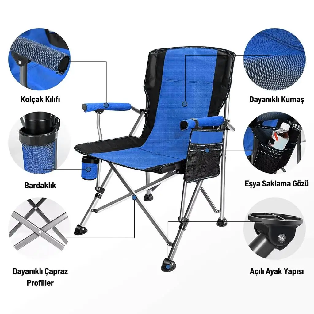 Katlanır Kamp Piknik Sandalyesi - Madfox Roxy - Mavi/Siyah - 546245 - Taşıma Çantalı Katlanır Kamp Piknik Sandalyesi - Madfox Roxy - Mavi/Siyah - 546245 - Taşıma Çantalı