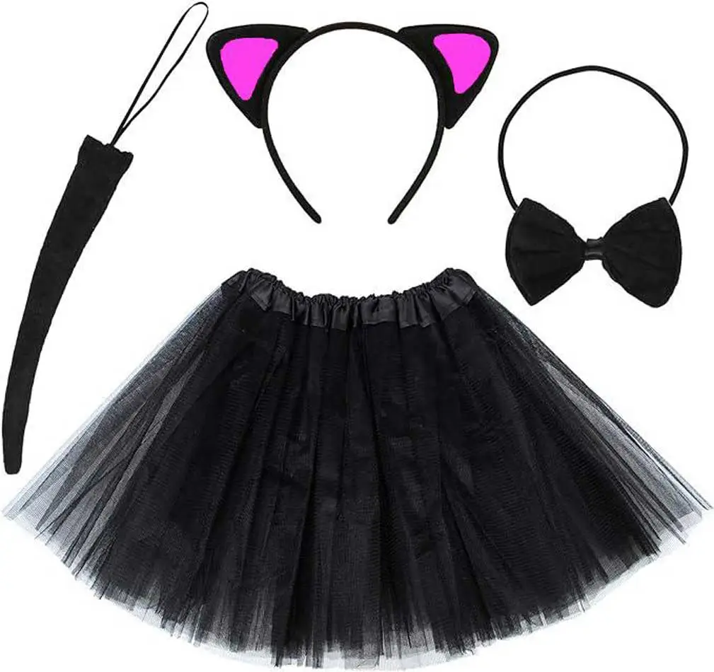 Kedi Kulak Taç Etek Kuyruk ve Papyon 4 lü Set Çocuk Pembe Kedi Kulak Taç Etek Kuyruk ve Papyon 4 lü Set Çocuk Pembe