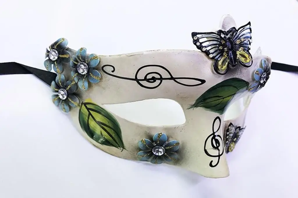 Kelebek ve Çiçek İşlemeli Venedik Maskesi Siyah Renk 10x18 cm Kelebek ve Çiçek İşlemeli Venedik Maskesi Siyah Renk 10x18 cm