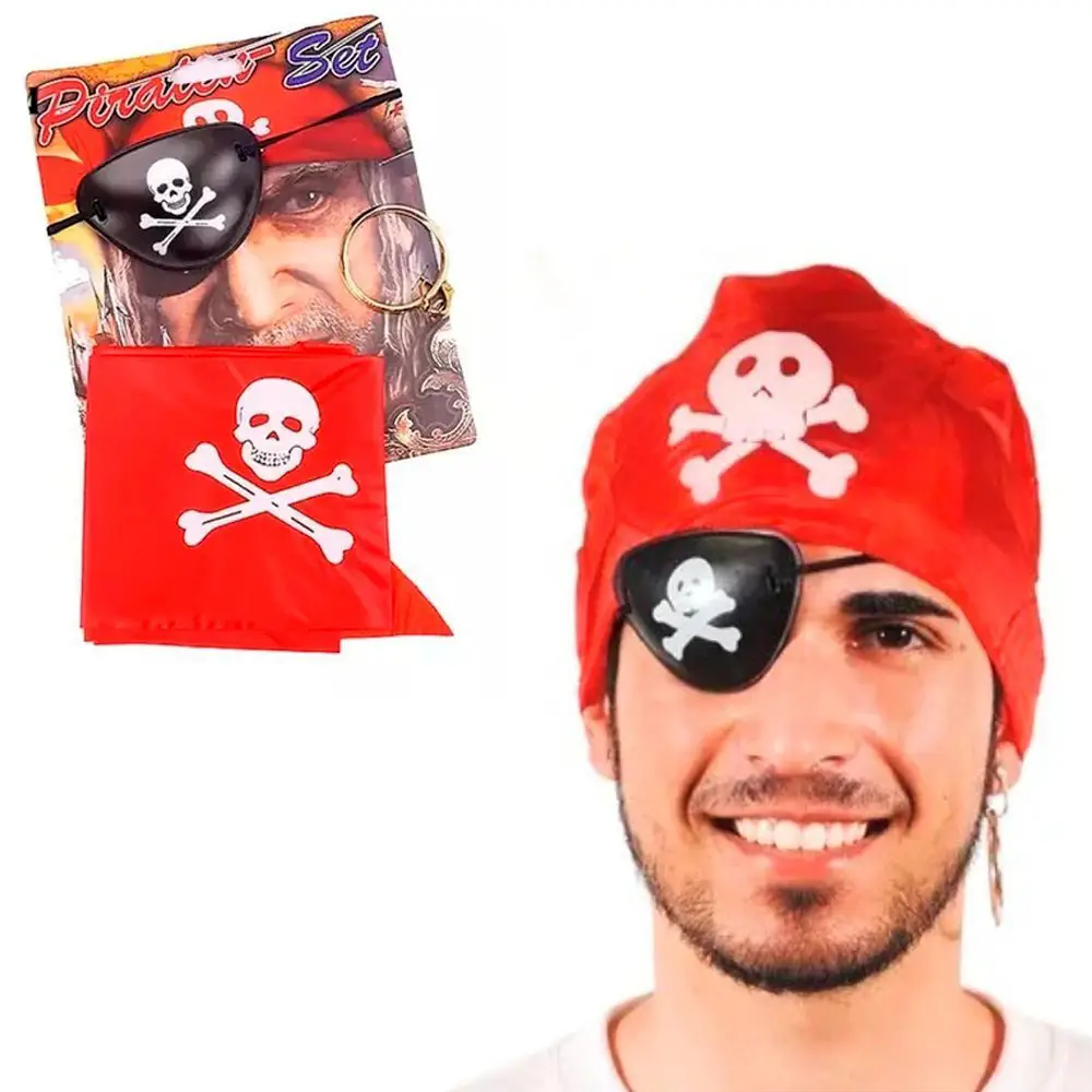 Korsan Bandana Korsan Göz Maskesi ve Korsan Küpesi 3 lü Kostüm Seti Korsan Bandana Korsan Göz Maskesi ve Korsan Küpesi 3 lü Kostüm Seti