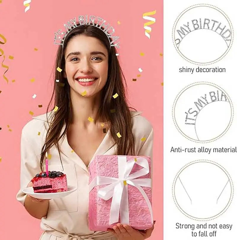 Kristal Taşlı Gümüş Renk İt`s My Birthday Yazılı Doğum Günü Parti Tacı 14x16 cm Kristal Taşlı Gümüş Renk İt`s My Birthday Yazılı Doğum Günü Parti Tacı 14x16 cm