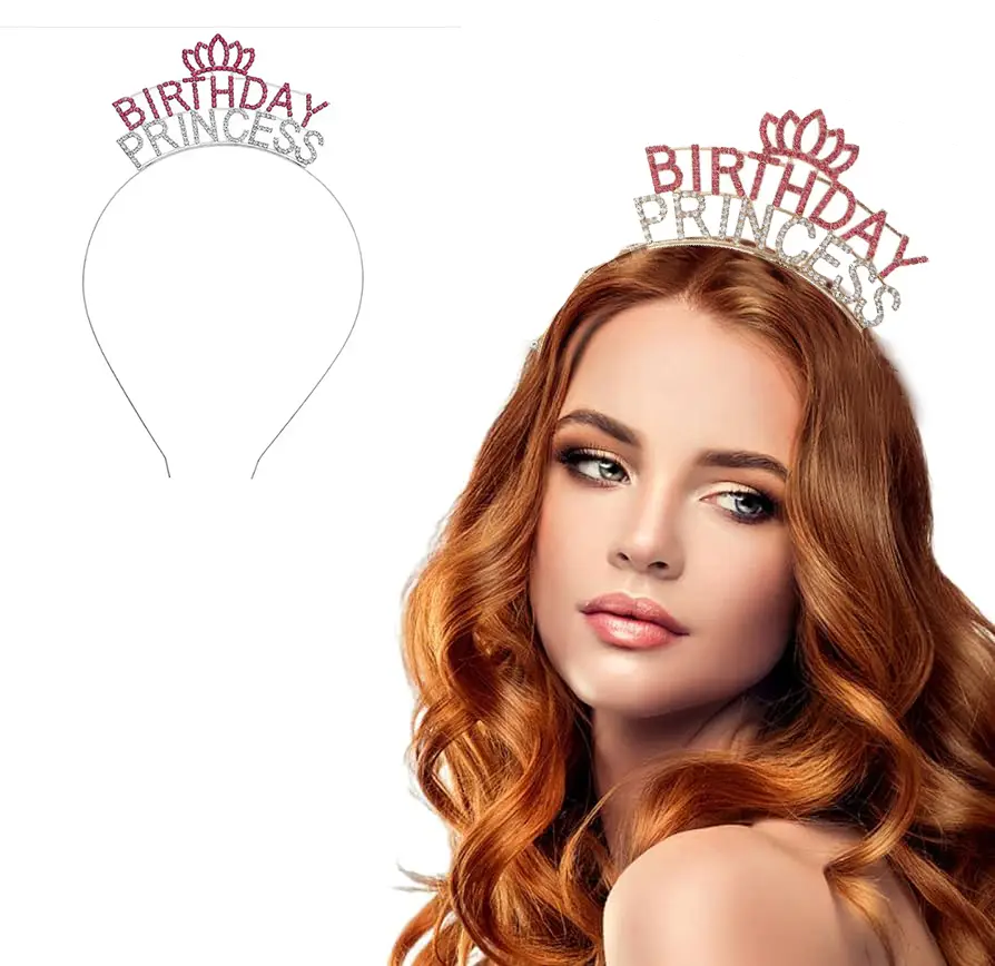 Kristal Taşlı Pembe Birthday Princess Yazılı Parti Tacı 19x11 cm Kristal Taşlı Pembe Birthday Princess Yazılı Parti Tacı 19x11 cm