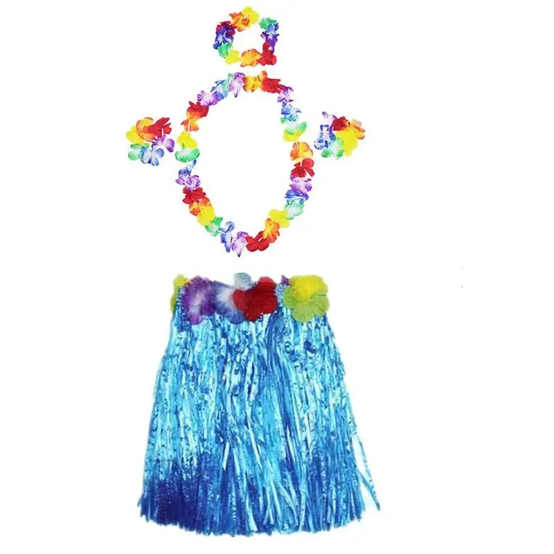 Luau Aloha Hawaii Partisi Etek Taç ve Bileklik Seti Mavi Luau Aloha Hawaii Partisi Etek Taç ve Bileklik Seti Mavi
