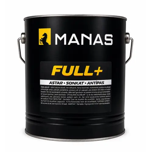 Manas Full+ Kendinden Astarlı Pas Önleyici Son Kat Boya 15 Lt Ral 7040 Pencere Grisi