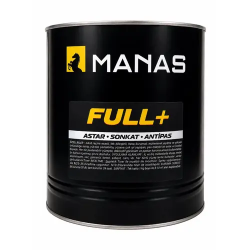 Manas Full+ Kendinden Astarlı Pas Önleyici Son Kat Boya 2.5 Lt Siyah