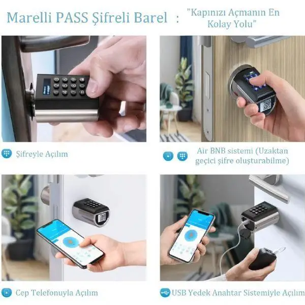 Marelli PASS BNB air bnb fonksiyonlu şifreli çelik kapı kilidi kapı göbeği Marelli PASS BNB air bnb fonksiyonlu şifreli çelik kapı kilidi kapı göbeği