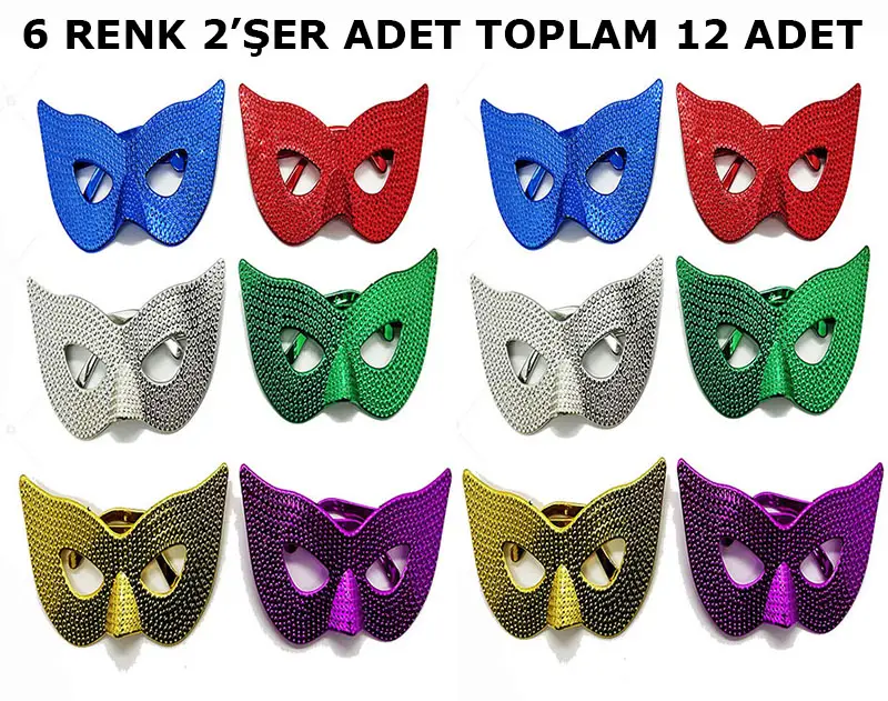 Maskeli Balo Partisi Görünümlü Retro Parti Gözlüğü 6 Renk 12 Adet Maskeli Balo Partisi Görünümlü Retro Parti Gözlüğü 6 Renk 12 Adet