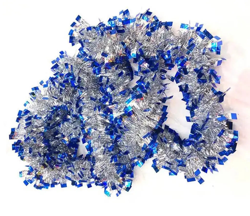 Mavi Gümüş Renk 4 cm Genişlik Garland Çift Renk Sim Süs 180 cm Mavi Gümüş Renk 4 cm Genişlik Garland Çift Renk Sim Süs 180 cm