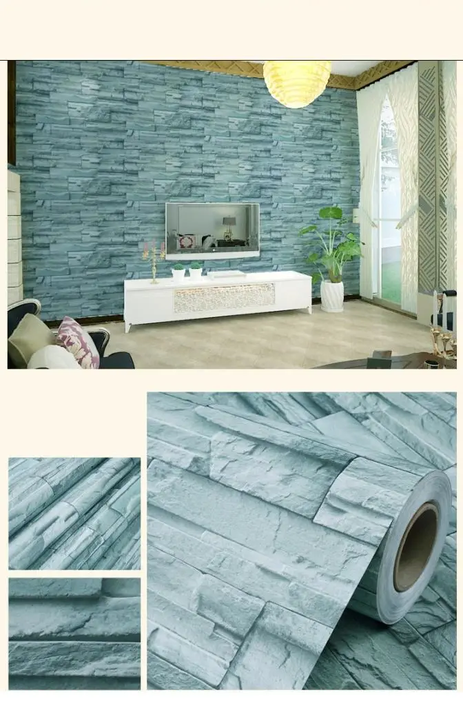 Mavi Tuğla Taş Desenli Kendinden Yapışkanlı 3D Duvar Raf Kapı Kaplama Kağıdı 3 Metre 60 Cm Mavi Tuğla Taş Desenli Kendinden Yapışkanlı 3D Duvar Raf Kapı Kaplama Kağıdı 3 Metre 60 Cm