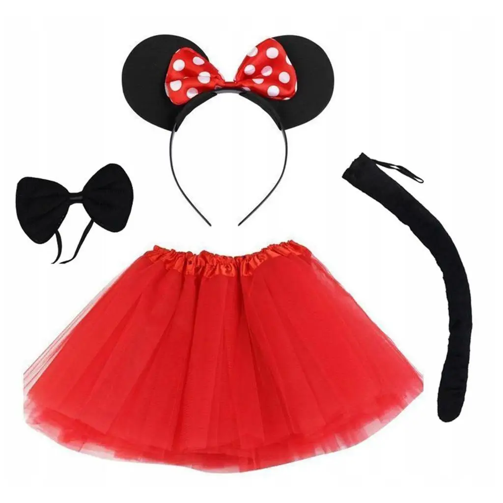 Minnie Mouse Kostüm Seti Etek Taç Kuyruk Papyon Gösteri Seti Minnie Mouse Kostüm Seti Etek Taç Kuyruk Papyon Gösteri Seti